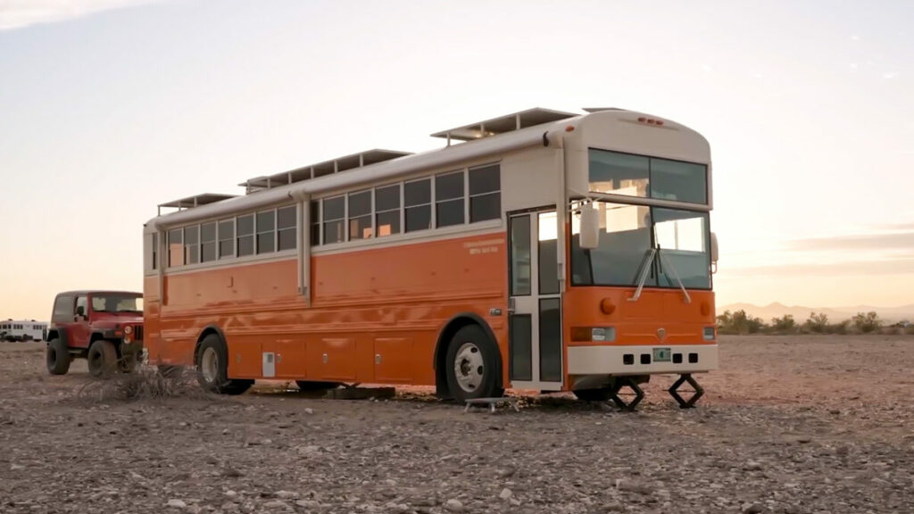 Aurora School Bus Home Conversion skoolipalooza van life working remote living